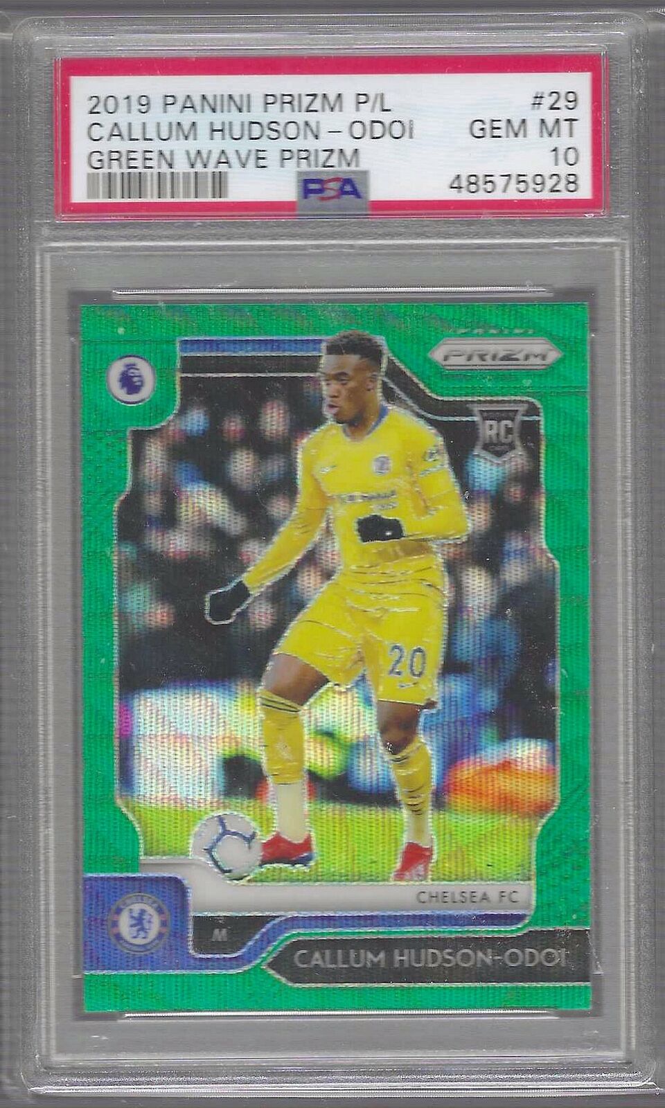 CALLUM HUDSON-ODOI 2019-20 PANINI PRIZM EPL GREEN WAVE PRIZM RC PSA 10 GEM POP 3