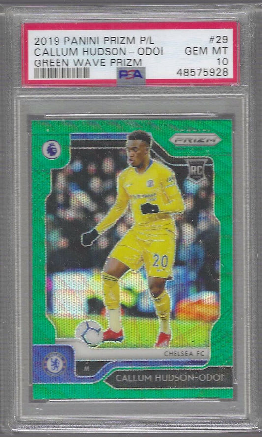 CALLUM HUDSON-ODOI 2019-20 PANINI PRIZM EPL GREEN WAVE PRIZM RC PSA 10 GEM POP 3