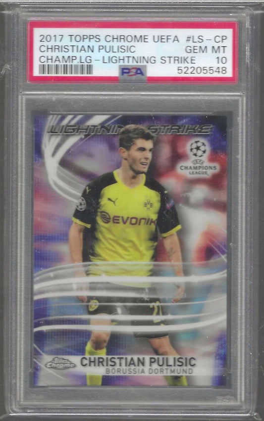 CHRISTIAN PULISIC 2017-18 TOPPS CHROME UEFA LIGHTNING STRIKE PSA 10 GEM MINT