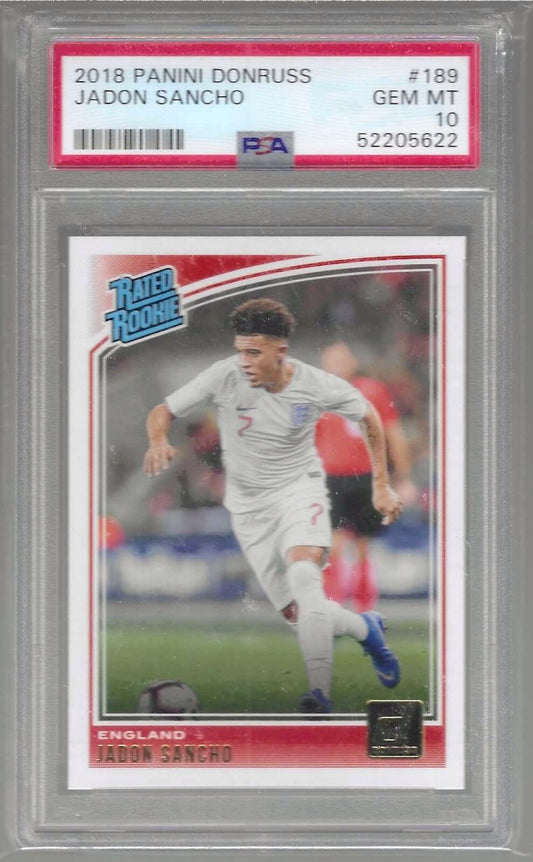 JADON SANCHO 2018-19 PANINI DONRUSS RATED ROOKIE RC PSA 10 GEM MINT