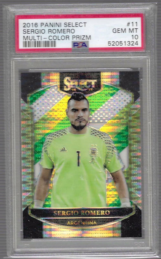 SERGIO ROMERO 2016-17 PANINI SELECT MULTI-COLOR PRIZM PSA 10 GEM MINT POP 2