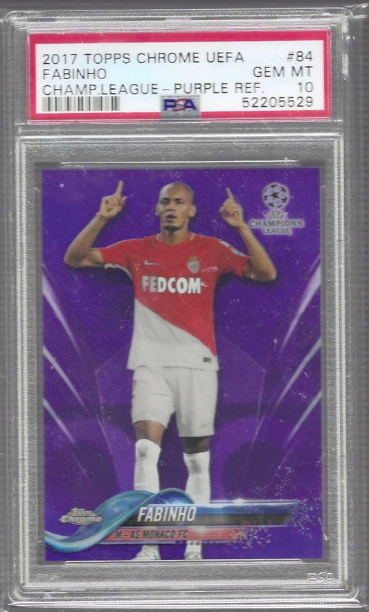 FABINHO 2017-18 TOPPS CHROME UEFA PURPLE REFRACTOR /250 PSA 10 GEM MINT POP 3