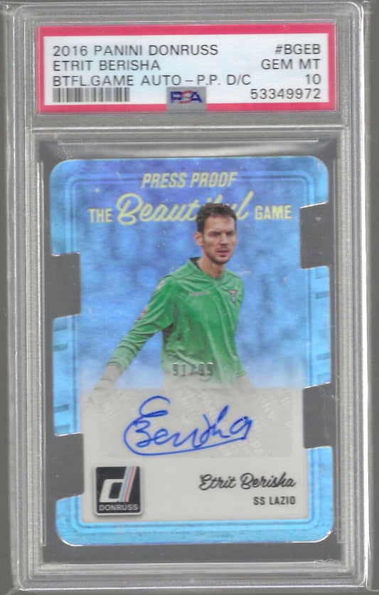 ETRIT BERISHA 2016-17 PANINI DONRUSS PRESS PROOF DIE CUT AUTO /99 PSA 10 POP 1/1