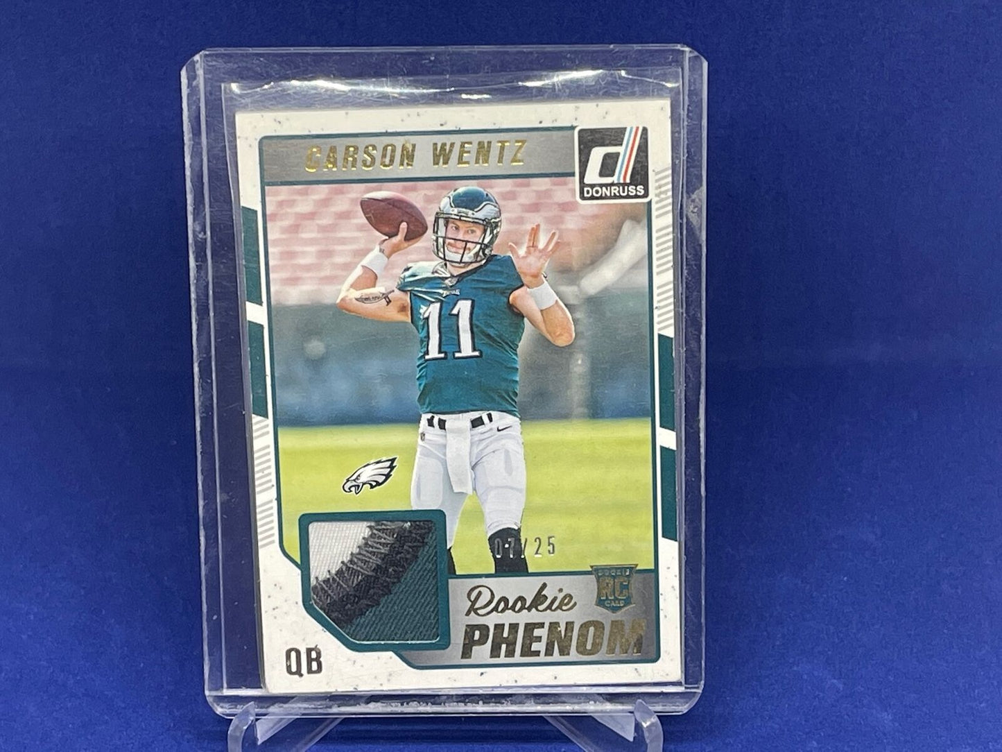 CARSON WENTZ 2016 PANINI DONRUSS ROOKIE PHENOM 4 CLR PATCH RC #D 7/25