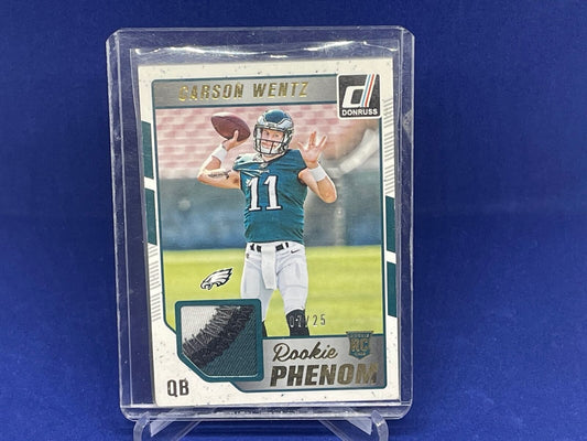 CARSON WENTZ 2016 PANINI DONRUSS ROOKIE PHENOM 4 CLR PATCH RC #D 7/25
