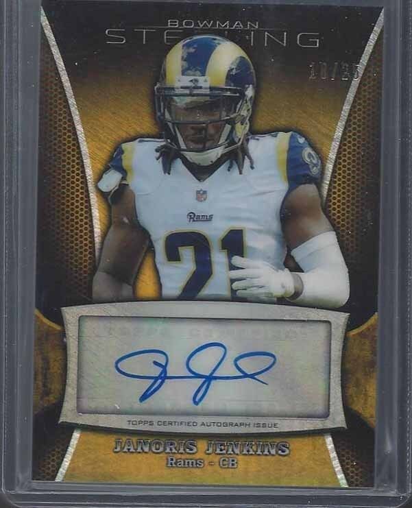 JANORIS JENKINS 2013 BOWMAN STERLING GOLD REFRACTOR AUTO #D 18/25
