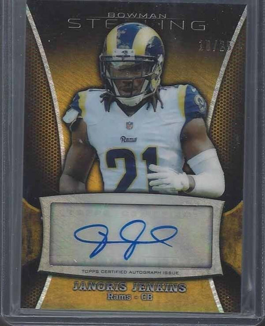 JANORIS JENKINS 2013 BOWMAN STERLING GOLD REFRACTOR AUTO #D 18/25