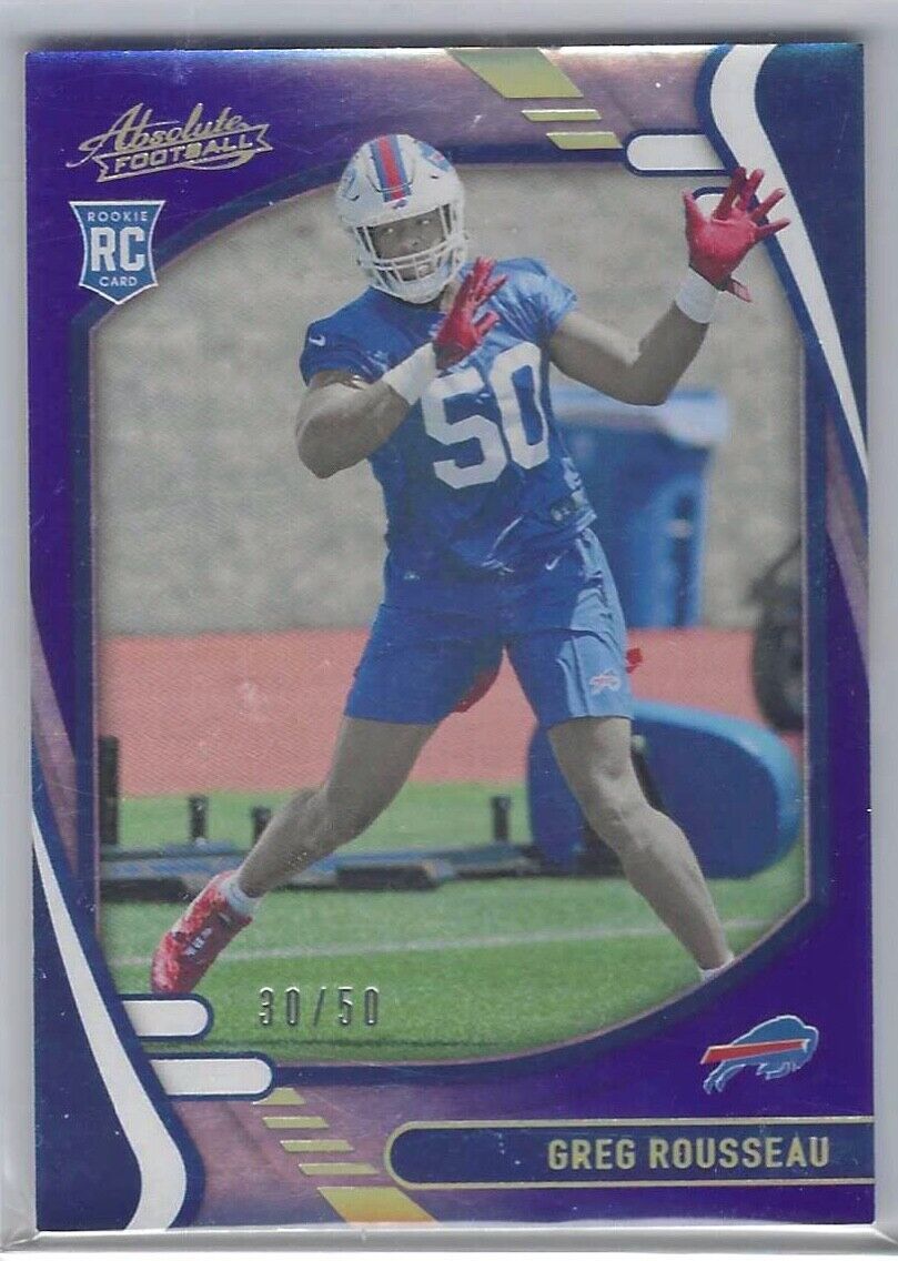 GREG ROUSSEAU 2021 ABSOLUTE BLUE ROOKIE RC #D 30/50