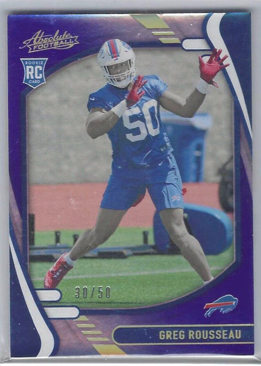 GREG ROUSSEAU 2021 ABSOLUTE BLUE ROOKIE RC #D 30/50