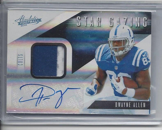 DWAYNE ALLEN 2012 ABSOLUTE STAR GAZING 2 COLOR COLTS ROOKIE PATCH AUTO RC #D /25