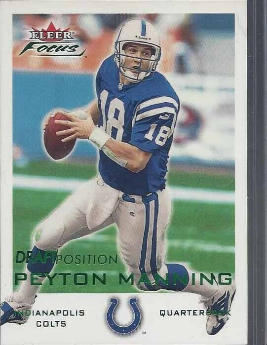 PEYTON MANNING 2000 FLEER FOCUS DRAFT POSITION GREEN #D 28/101