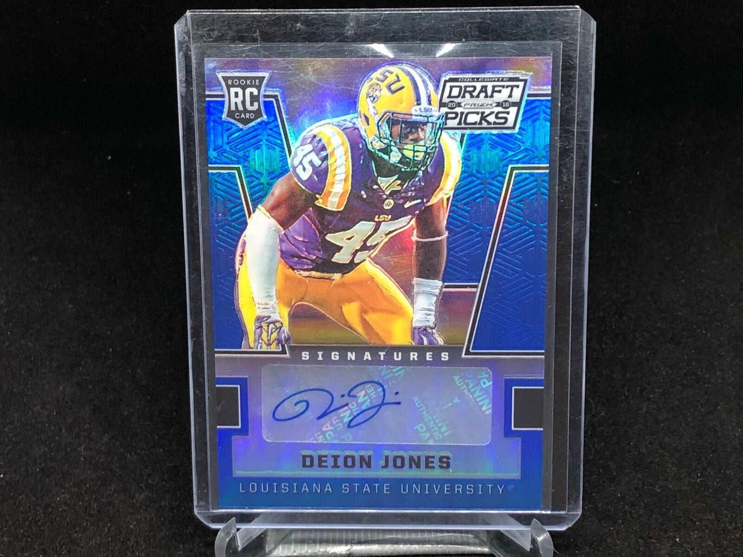 DEION JONES 2016 PANINI PRIZM DRAFT PICKS BLUE PRIZMS AUTO RC #298