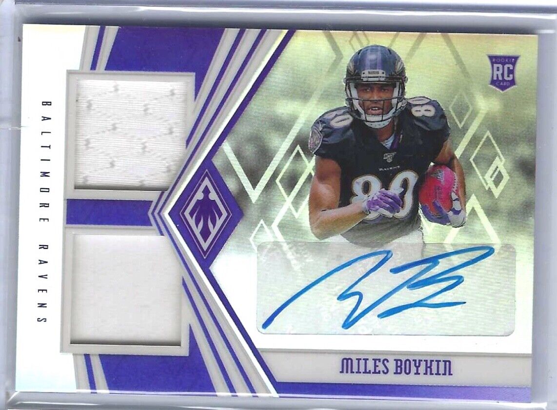 MILES BOYKIN 2019 PHOENIX SILVER PRIZM DUAL JERSEY ROOKIE AUTO RC #D /125