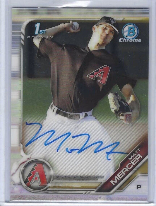 MATT MERCER 2019 BOWMAN CHROME 1ST PROSPECT ON CARD AUTO #CPA-MM