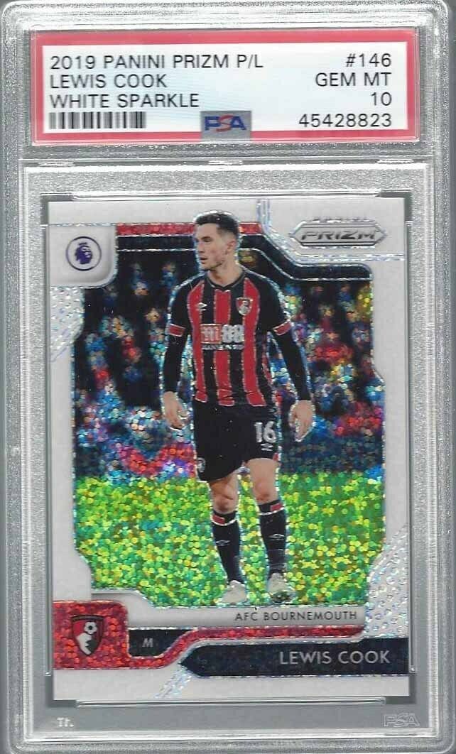 LEWIS COOK 2019 PANINI PRIZM PREMIER LEAGUE WHITE SPARKLE #D /15 PSA 10 POP 1/1