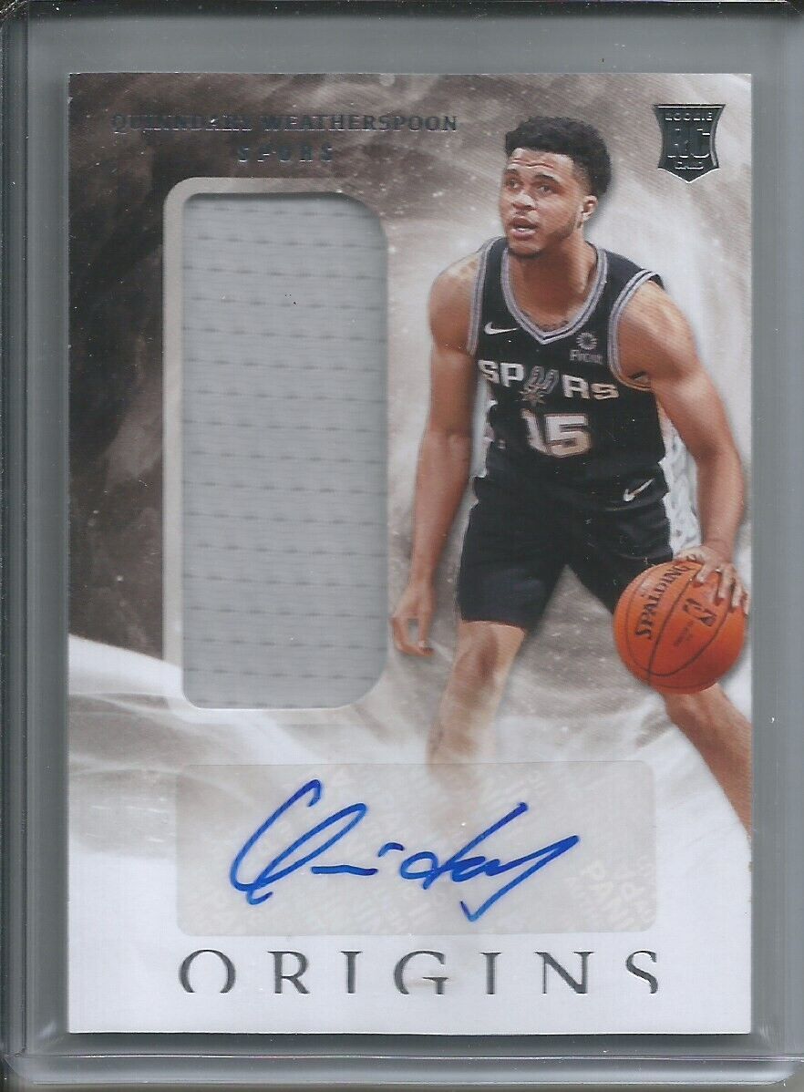 QUINNDARY WEATHERSPOON 2019-20 PANINI ORIGINS ROOKIE JERSEY AUTO RC SPURS