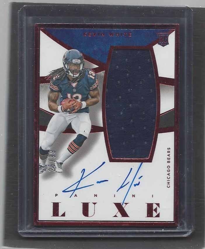 KEVIN WHITE 2015 PANINI LUXE RED CHICAGO BEARS JERSEY ON CARD AUTO RC #D 25/99