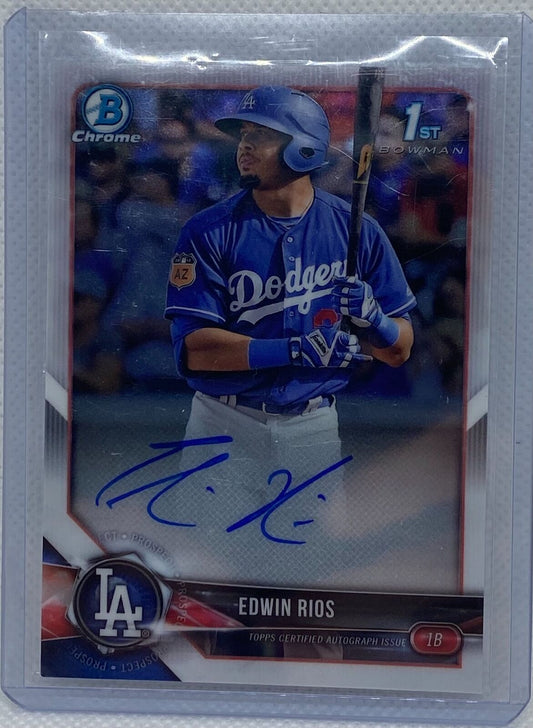 EDWIN RIOS 2018 TOPPS 1ST BOWMAN CHROME PROSPECTS ON CARD AUTO #BCPA-ER