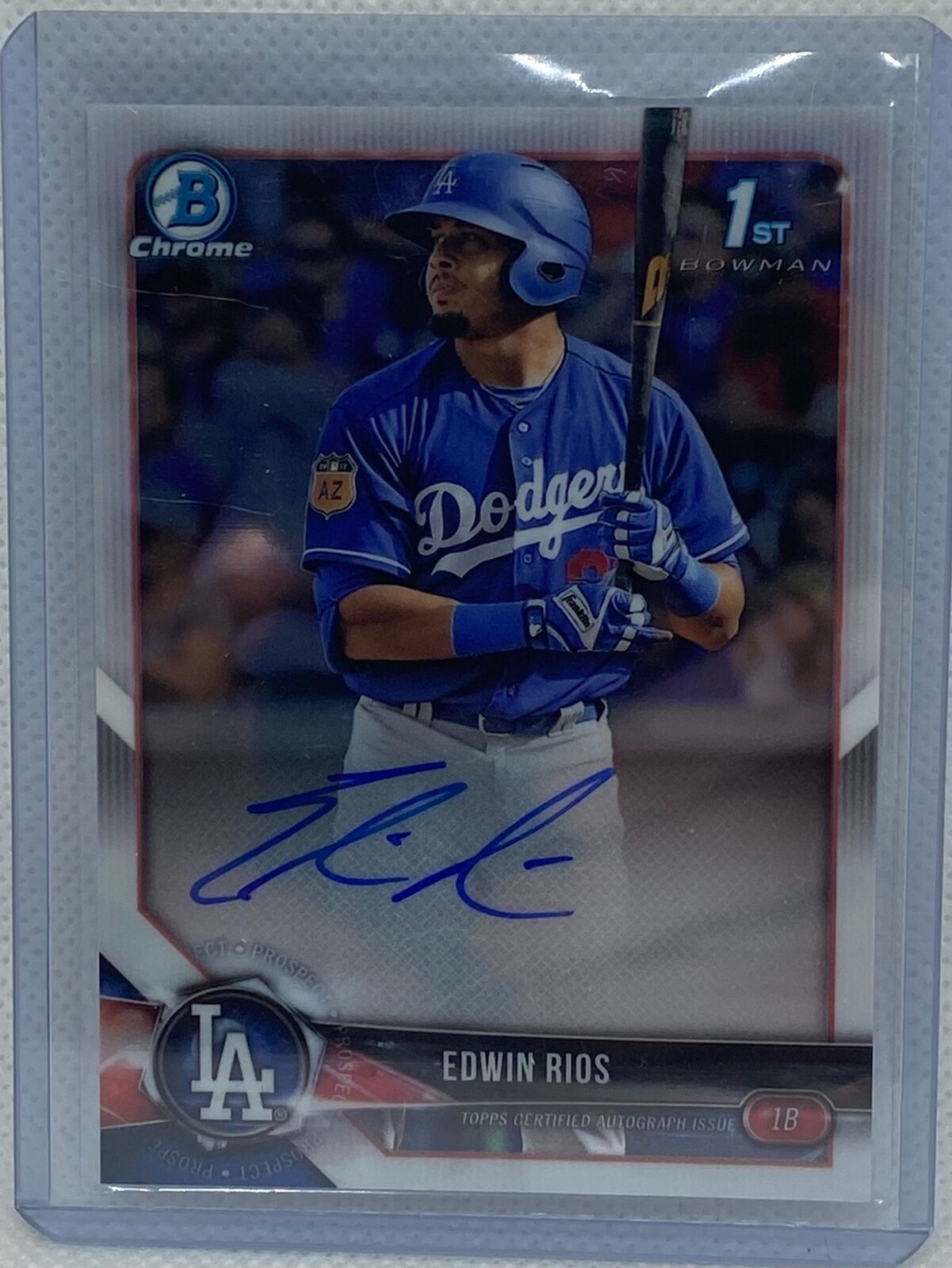 EDWIN RIOS 2018 TOPPS 1ST BOWMAN CHROME PROSPECTS ON CARD AUTO #BCPA-ER
