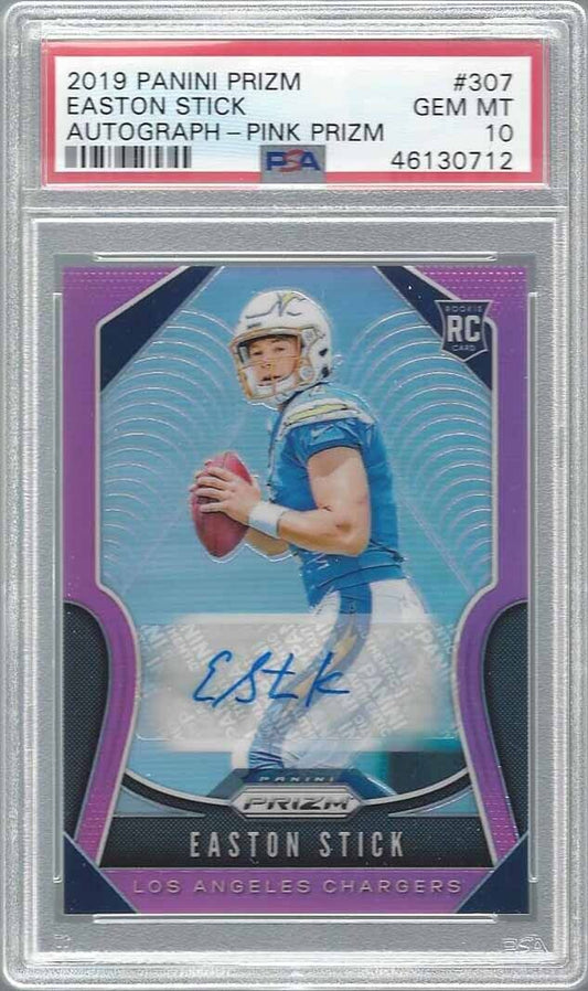 EASTON STICK 2019 PANINI PRIZM PINK PRIZMS ROOKIE AUTO RC #307 PSA 10 GEM POP 5