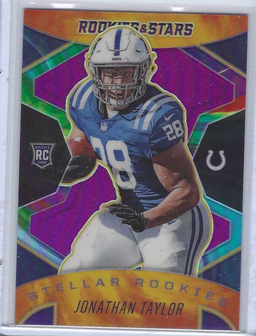 JONATHAN TAYLOR 2020 PANINI ROOKIES AND STARS STELLAR PURPLE PRIZM RC #D 4/35