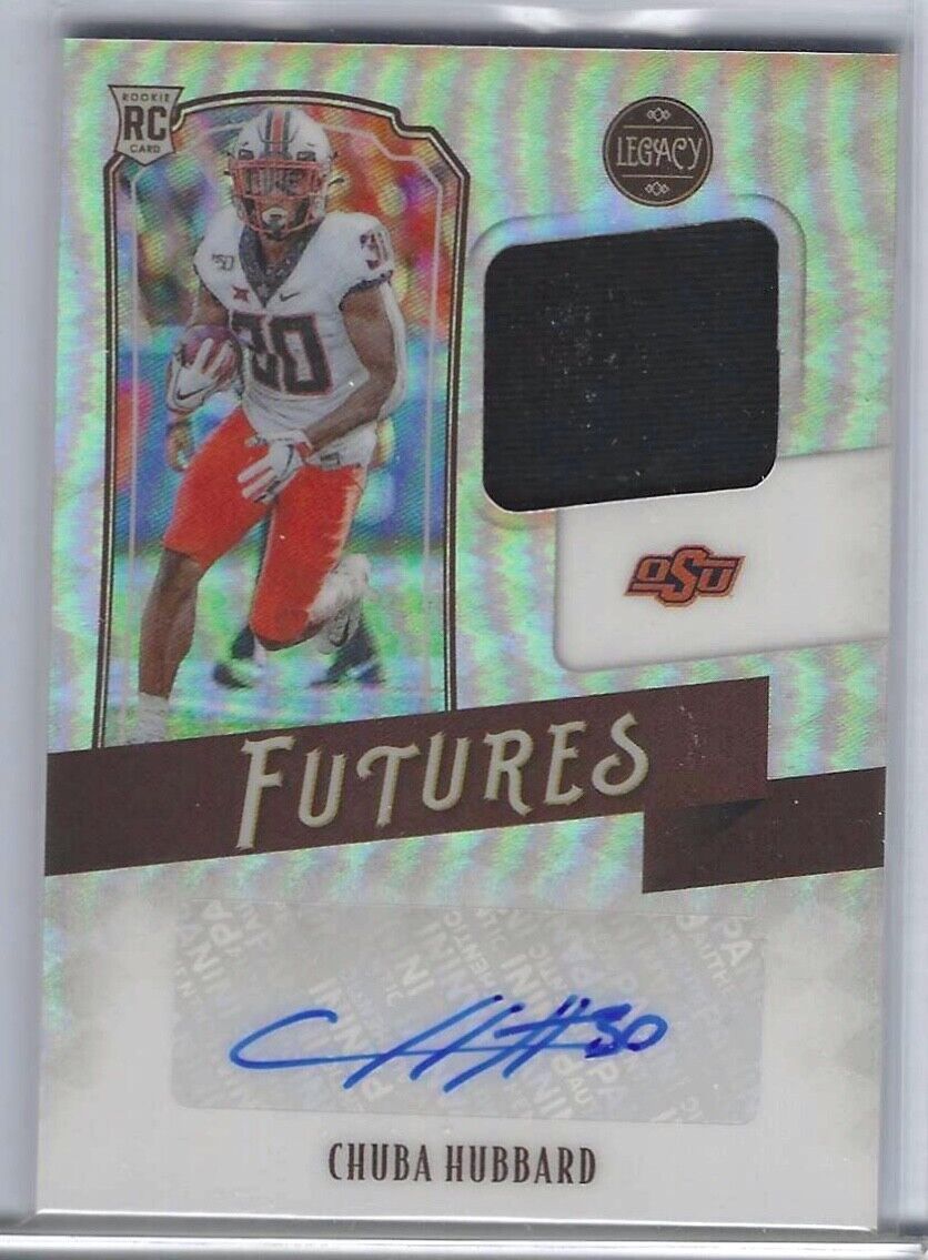 CHUBA HUBBARD 2021 PANINI LEGACY SILVER PRIZM RPA PATCH AUTO RC #D /399
