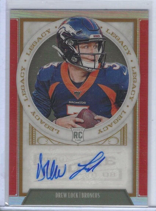 DREW LOCK 2019 CHRONICLES LEGACY ORANGE PRIZM ROOKIE AUTO RC #D /25