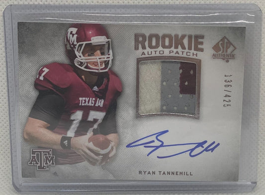 RYAN TANNEHILL 2012 UPPER DECK SP AUTHENTIC RPA PATCH ON CARD AUTO RC #D 136/425