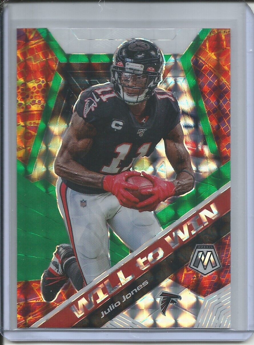JULIO JONES 2019-20 PANINI MOSAIC WILL TO WIN GREEN PRIZM FALCONS
