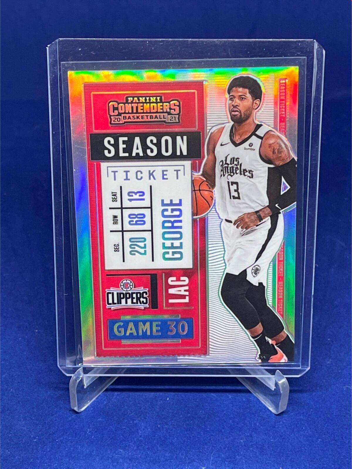 PAUL GEORGE 2020-21 PANINI CONTENDERS SEASON TICKET VARIATION PREMIUM HOLO # 50