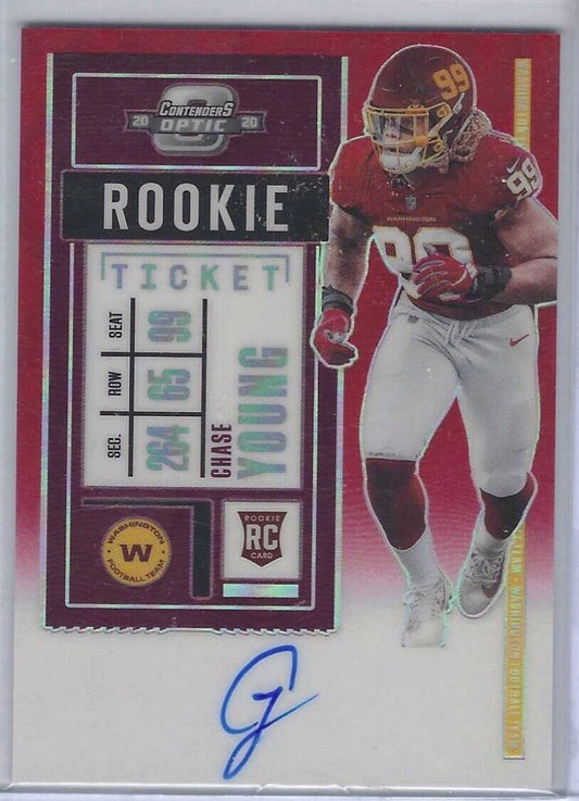 CHASE YOUNG 2020 OPTIC CONTENDERS RED PRIZM AUTO RC #D 89/199