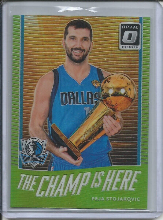 PEJA STOJAKOVIC 2017-18 OPTIC CHAMP IS HERE LIGHT GREEN HOLO PRIZM #D 103/175