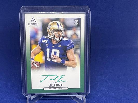 JACOB EASON 2020 PANINI LUMINANCE GREEN INK SSP ON CARD AUTO RC ROOKIE