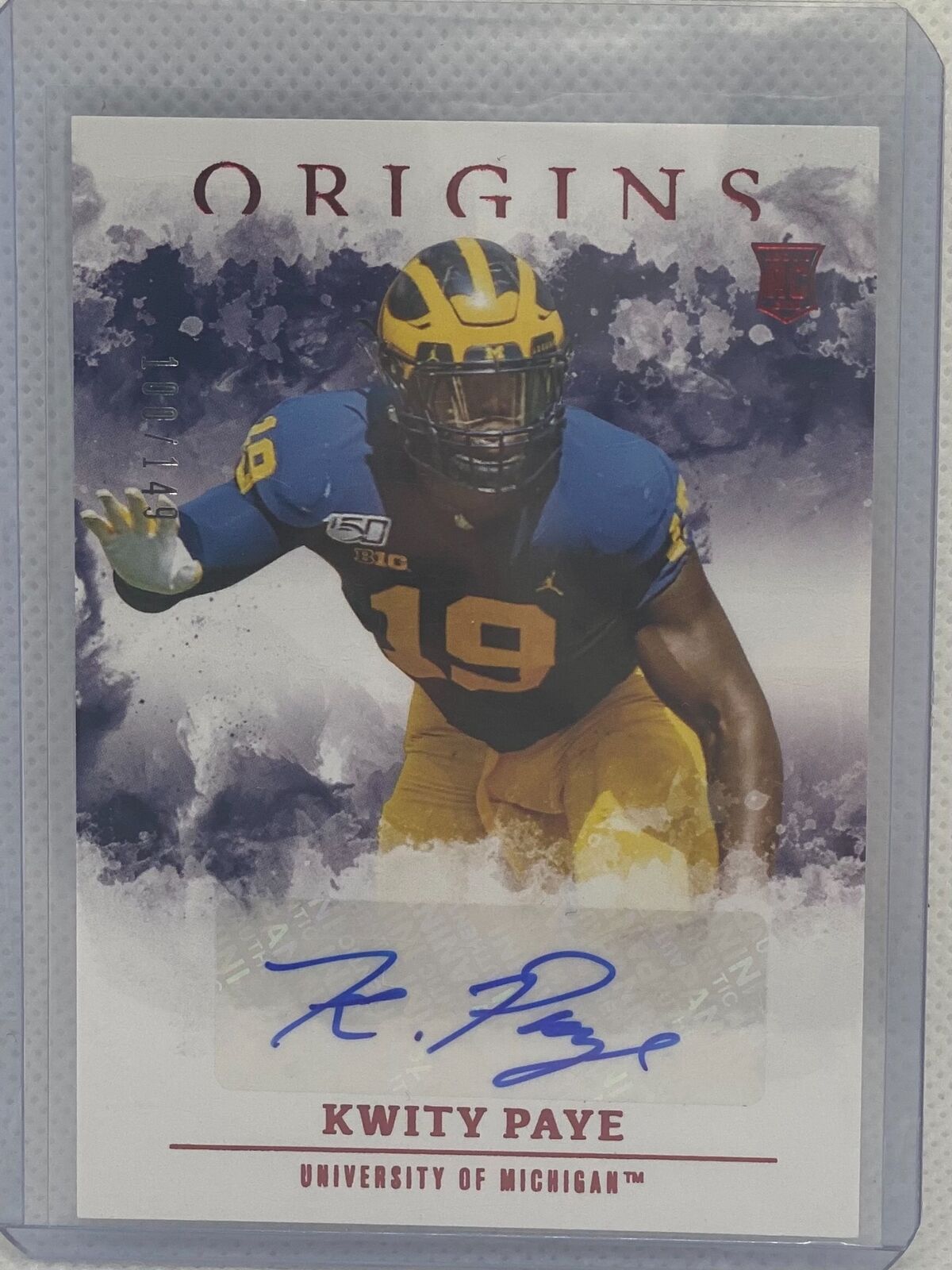 KWITY PAYE 2021 PANINI CHRONICLES ORIGINS RED DRAFT PICKS AUTO RC #D 100/149