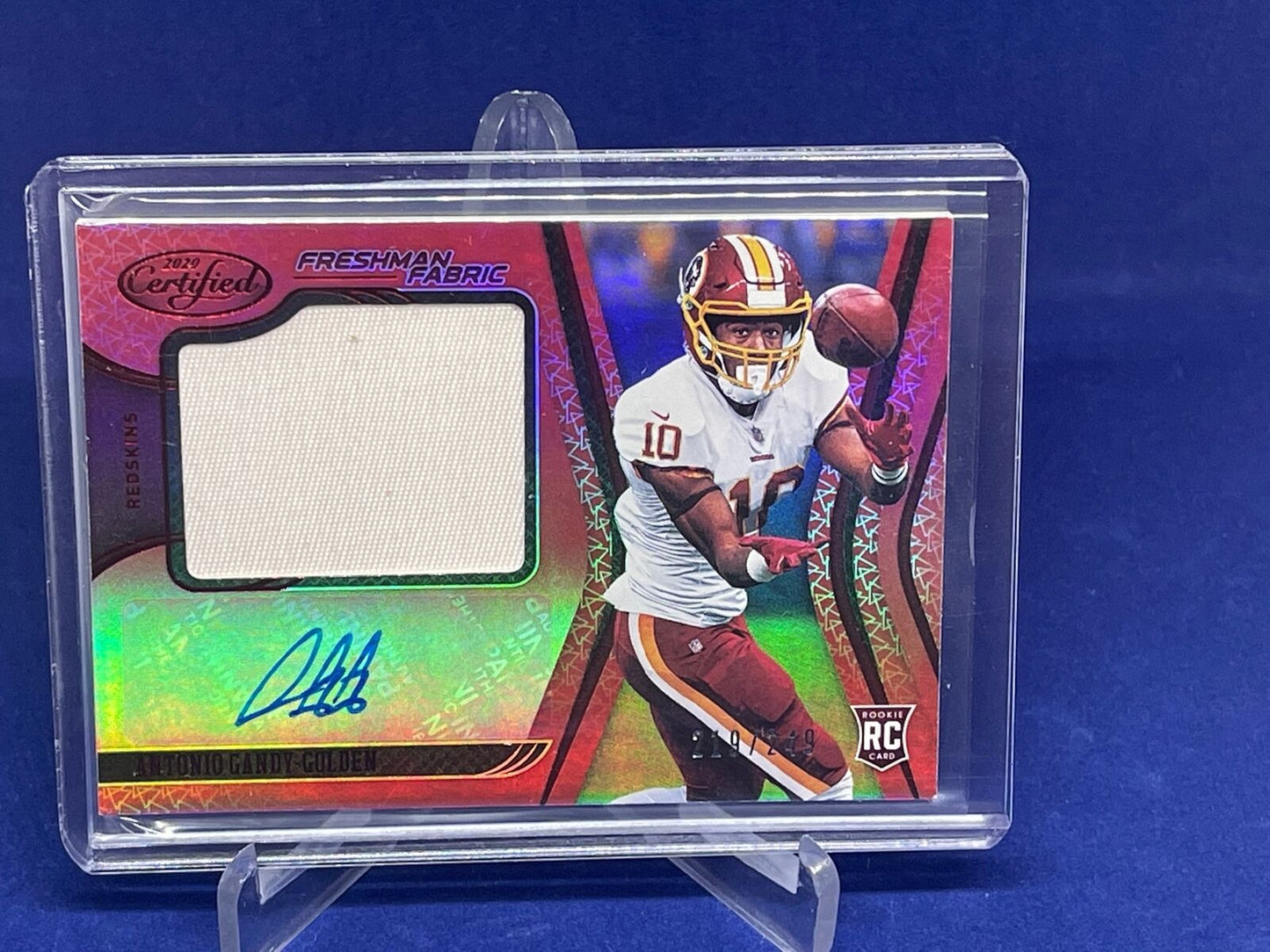 ANTONIO GANDY-GOLDEN 2020 CERTIFIED FRESHMAN FABRIC RED PATCH AUTO RC #D 219/249