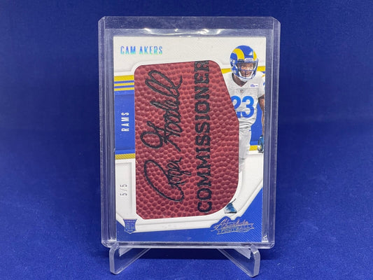 CAM AKERS 2020 PANINI ABSOLUTE ROGER GOODELL COMMISSIONER BALL PATCH RC #D 5/5