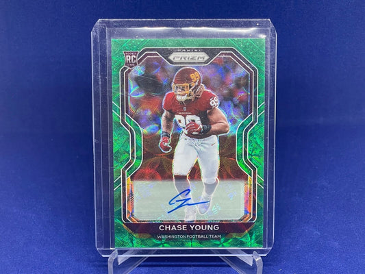 CHASE YOUNG 2020 PANINI PRIZM GREEN SCOPE PRIZMS AUTO RC ROOKIE #D 26/75