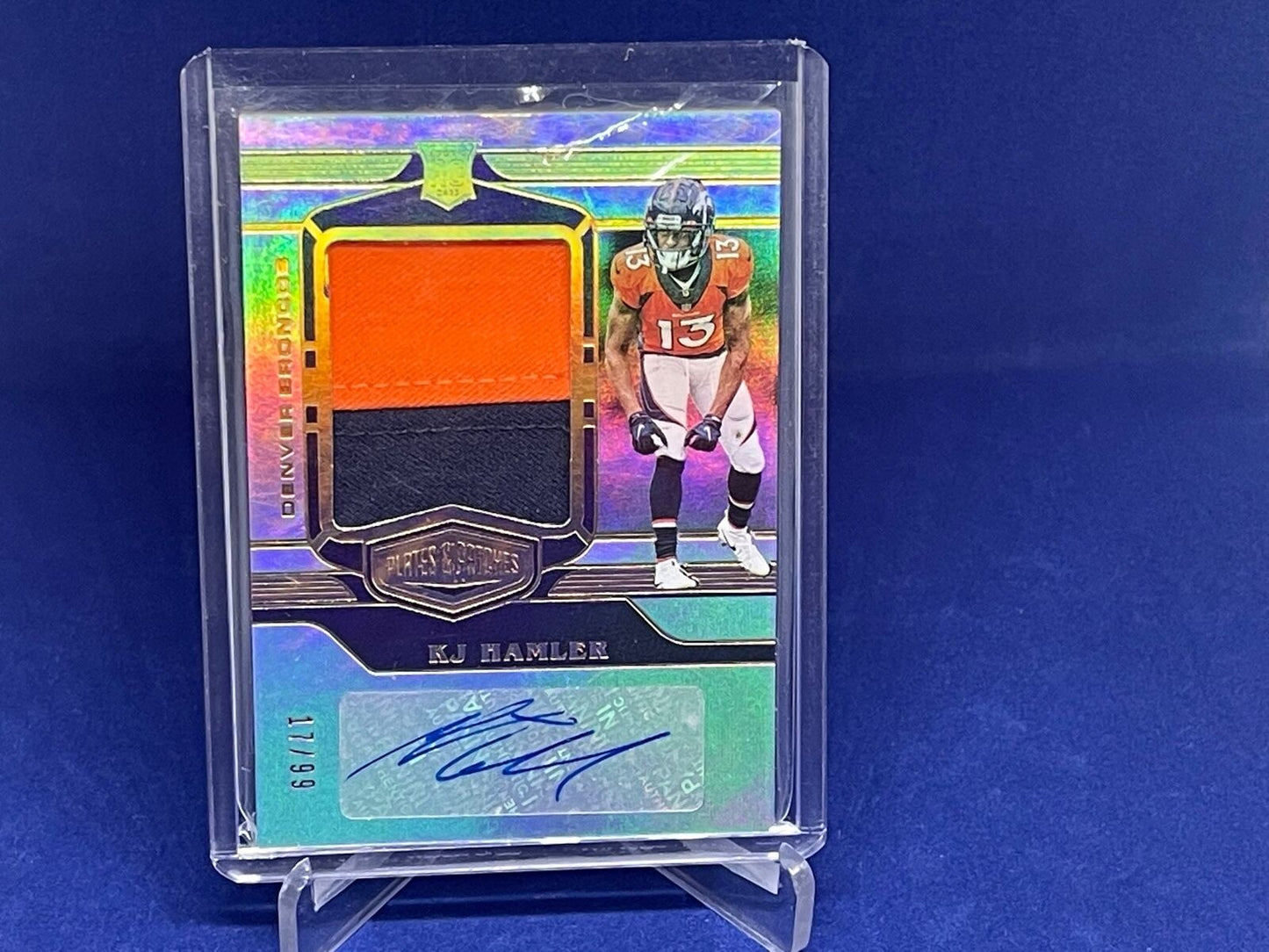 KJ HAMLER 2020 PANINI PLATES & PATCHES 2 CLR PATCH AUTOGRAPH AUTO RC #D 17/99