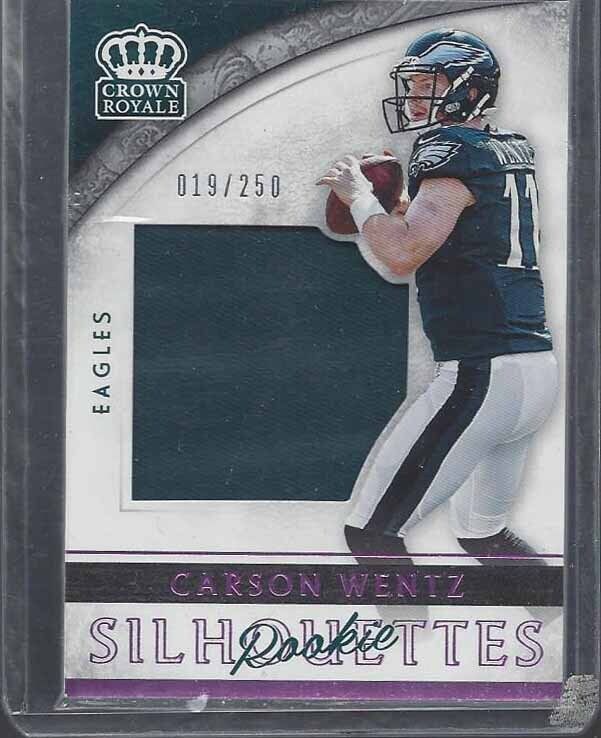 CARSON WENTZ 2016 CROWN ROYALE SILHOUETTE PINK ROOKIE JERSEY RC #D 19/250