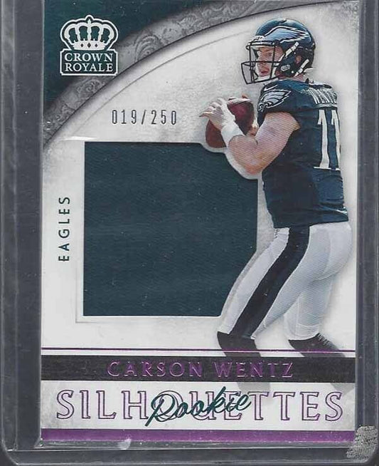 CARSON WENTZ 2016 CROWN ROYALE SILHOUETTE PINK ROOKIE JERSEY RC #D 19/250