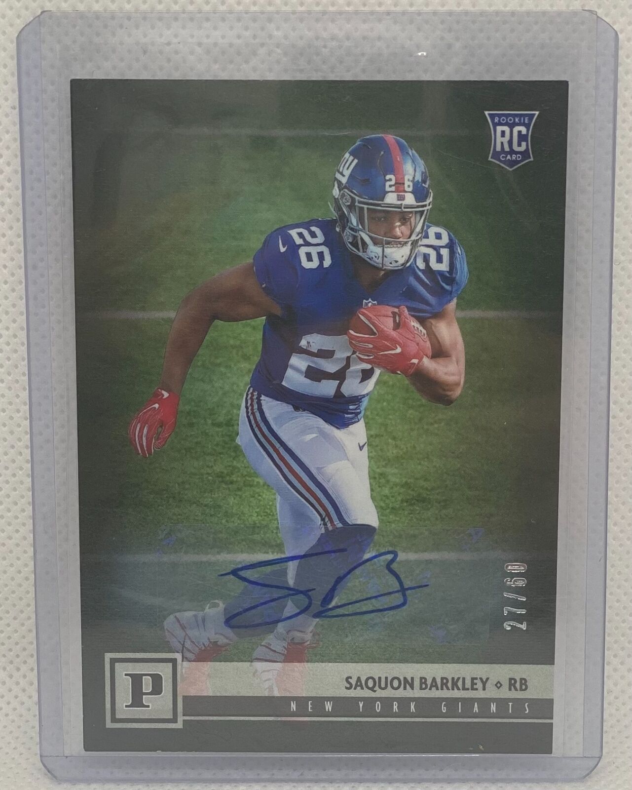 SAQUON BARKLEY 2018 PANINI CANVAS ROOKIE AUTO RC #D 27/60