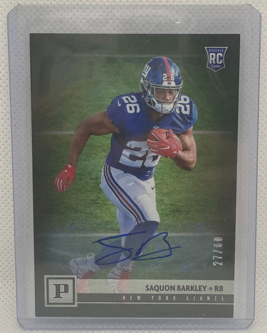 SAQUON BARKLEY 2018 PANINI CANVAS ROOKIE AUTO RC #D 27/60