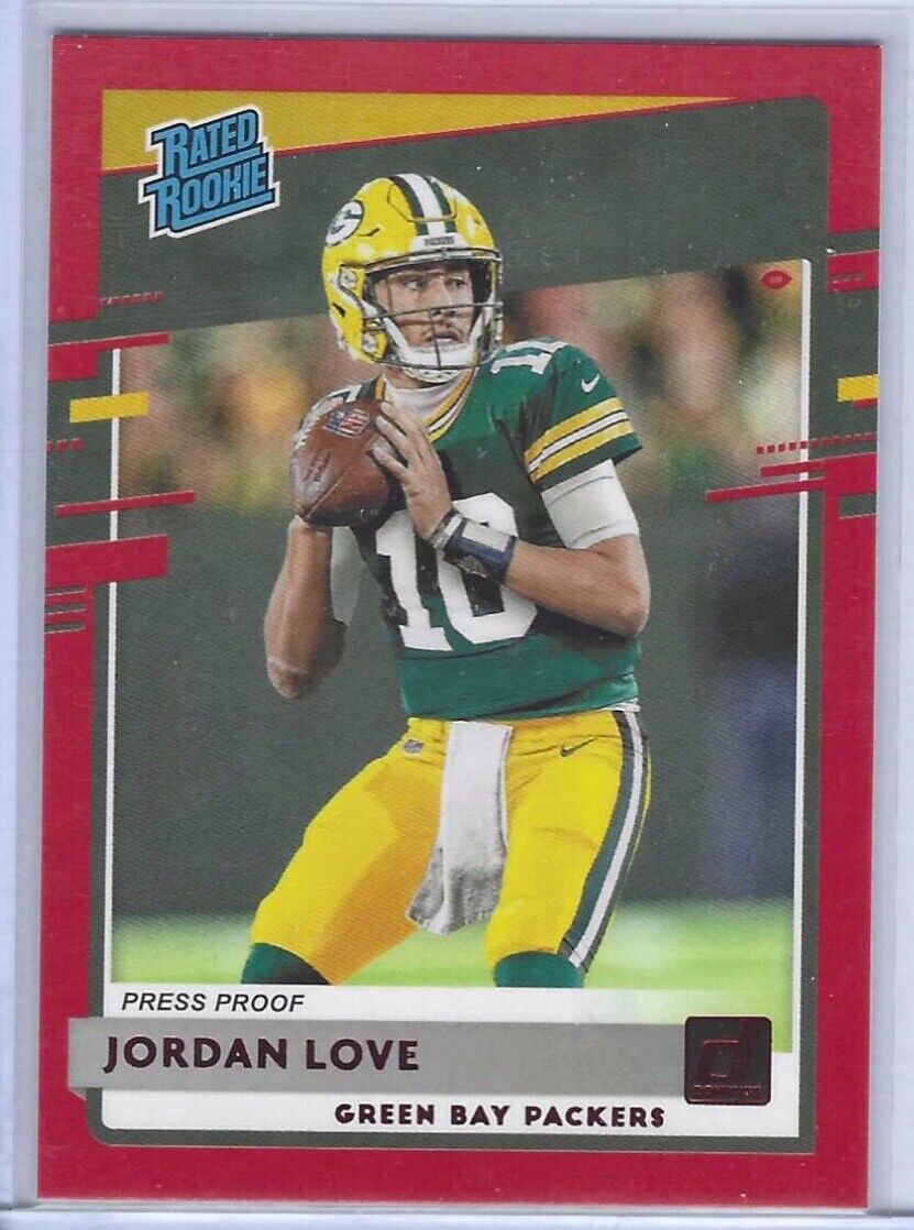 JORDAN LOVE 2020 DONRUSS RED PRESS PROOF RATED ROOKIE RC #304