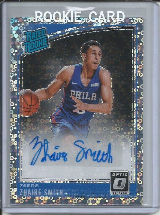 ZHAIRE SMITH 2018-19 PANINI OPTIC FASTBREAK RATED ROOKIE AUTO RC