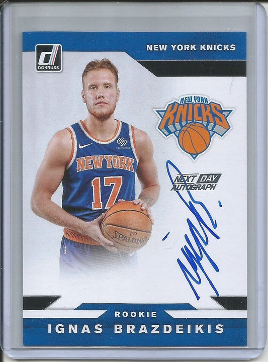 IGNAS BRAZDEIKIS 2019-20 PANINI DONRUSS NEXT DAY AUTOGRAPH AUTO ROOKIE RC KNICKS