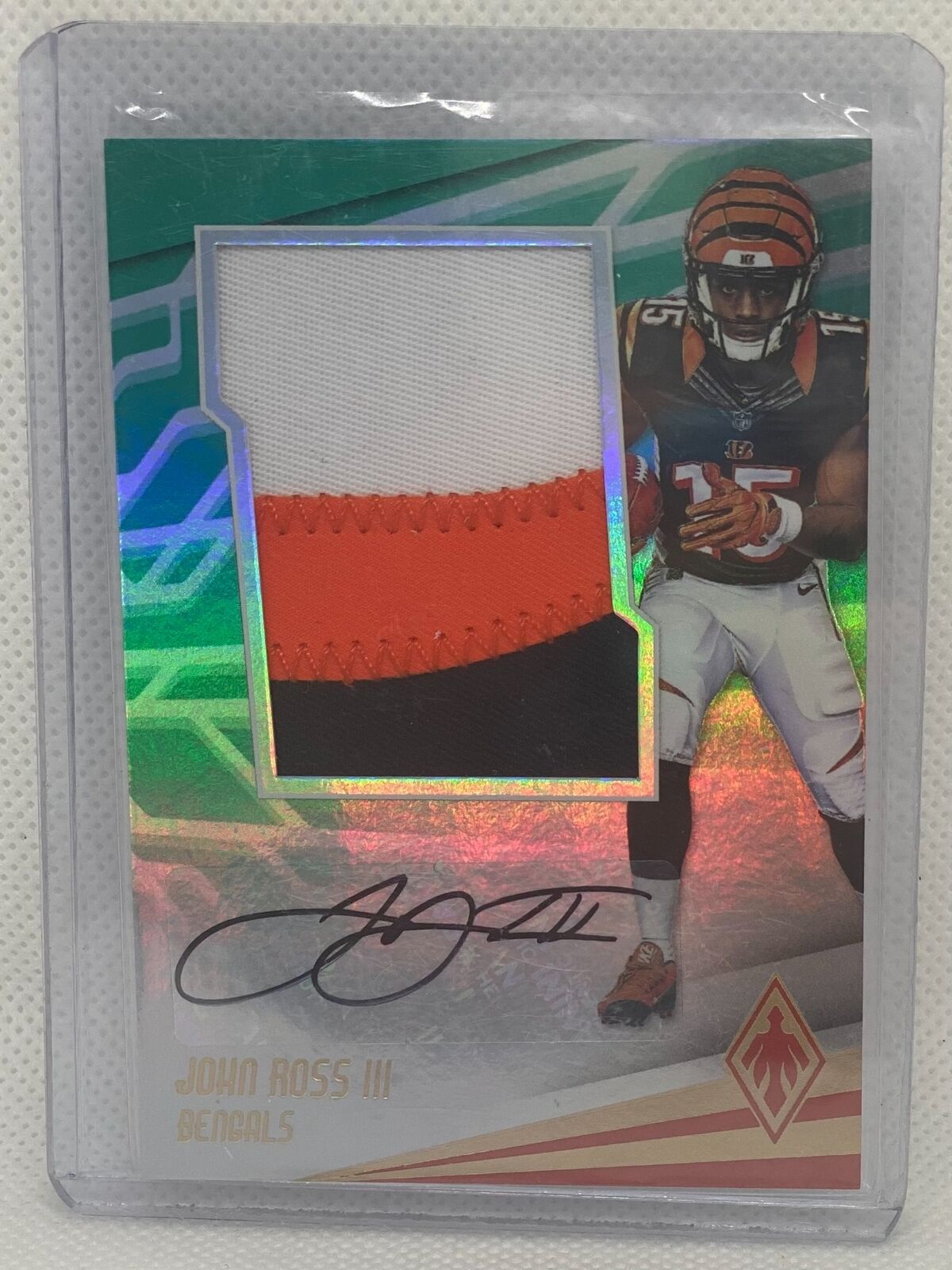 JOHN ROSS III 2017 PANINI PHOENIX GREEN PRIME JUMBO PATCH AUTO RC #D 5/5