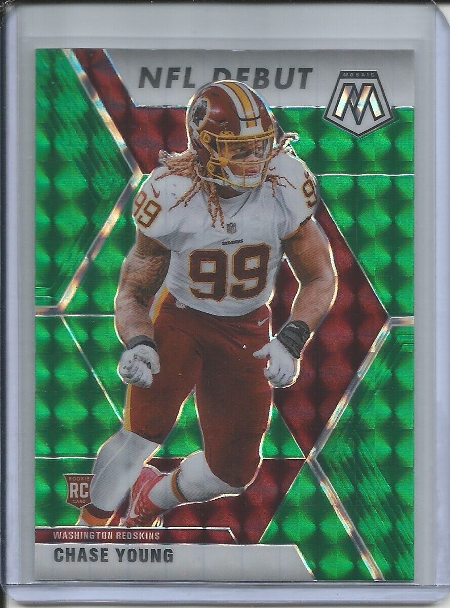 CHASE YOUNG 2019-20 PANINI MOSAIC NFL DEBUT GREEN PRIZM ROOKIE RC WASHINGTON