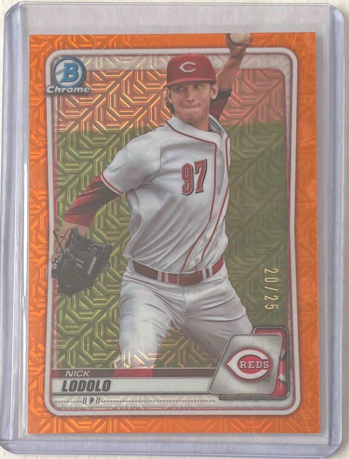 NICK LODOLO 2020 BOWMAN CHROME PROSPECT MEGA BOX ORANGE REFRACTOR #D 20/25