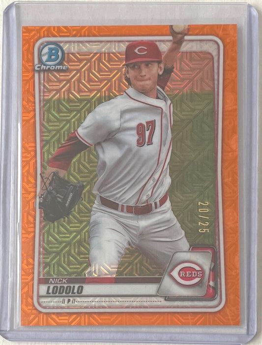 NICK LODOLO 2020 BOWMAN CHROME PROSPECT MEGA BOX ORANGE REFRACTOR #D 20/25