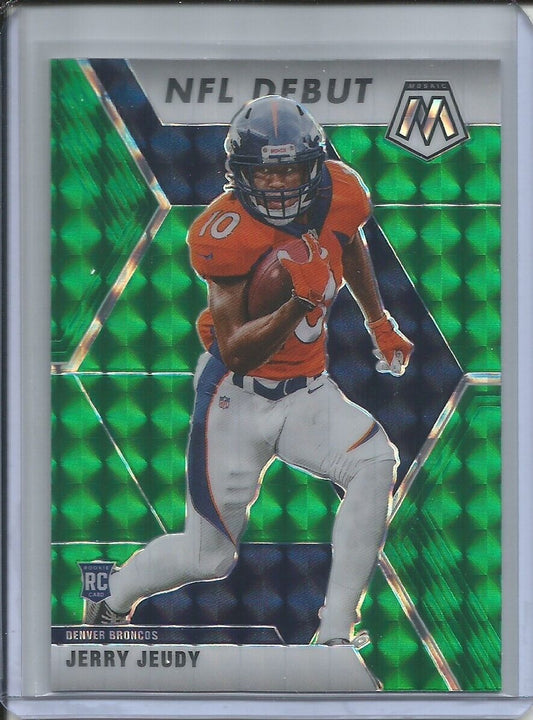 JERRY JEUDY 2019-20 PANINI MOSAIC NFL DEBUT GREEN PRIZM ROOKIE RC BRONCOS